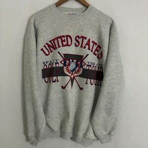 Vtg 90s Golf Tour USA Made Sweatshirt Adult XL Split Tee Country Club Crewneck